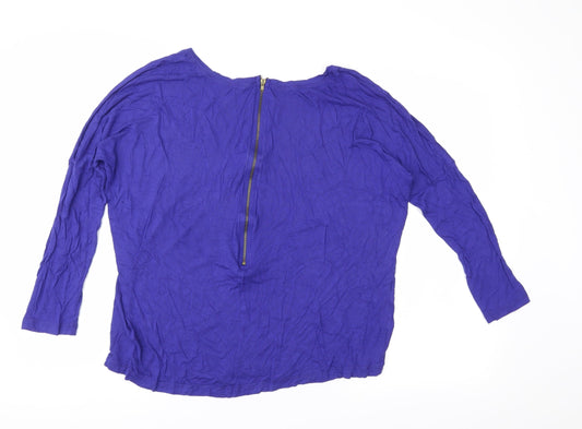 Papaya Womens Blue Jersey Basic Blouse Size 8