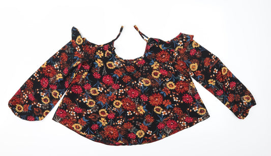 Primark Womens Black Floral Tunic Blouse Size 14