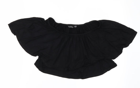 Boohoo Womens Black Cropped Blouse Size 10