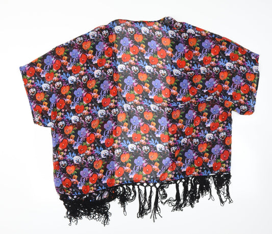 George Womens Black Floral Basic Blouse Size 8 - sheer cover up