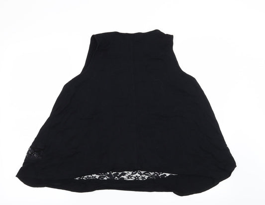 George Womens Black Floral Basic T-Shirt Size 12