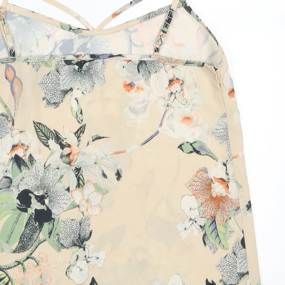 Miss Selfridge Womens Beige Floral Basic Tank Size 8