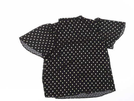 F&F Womens Black Polka Dot Basic Blouse Size 10