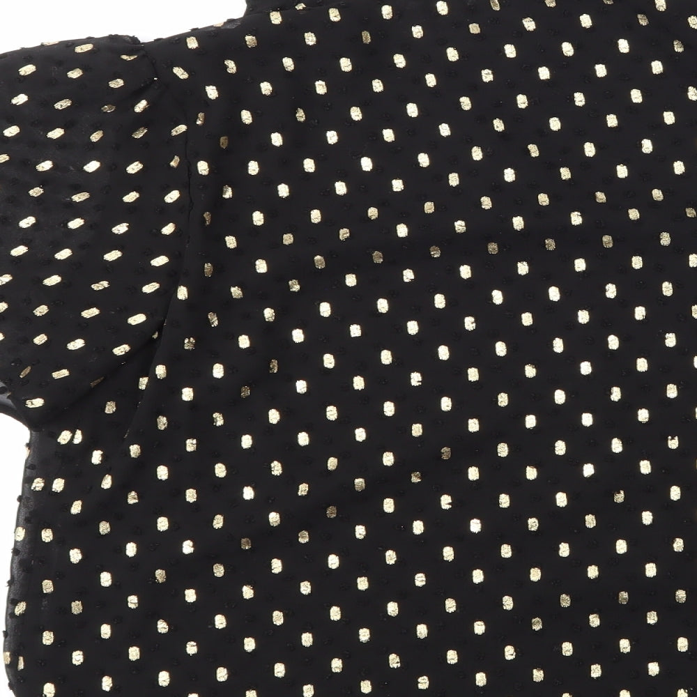 F&F Womens Black Polka Dot Basic Blouse Size 10