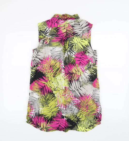 George Womens Yellow Floral Basic Button-Up Size 10