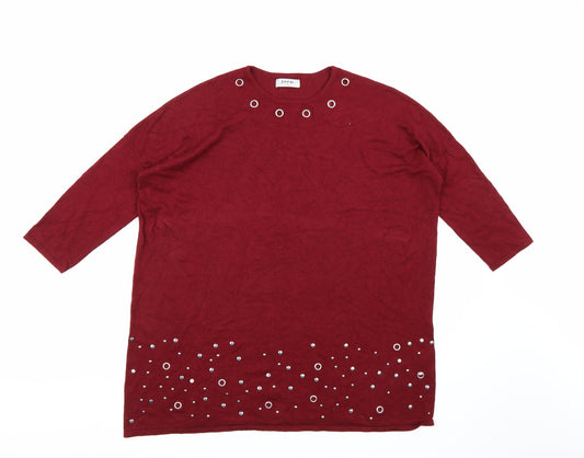 Soon Womens Red Knit Pullover Jumper Size 12