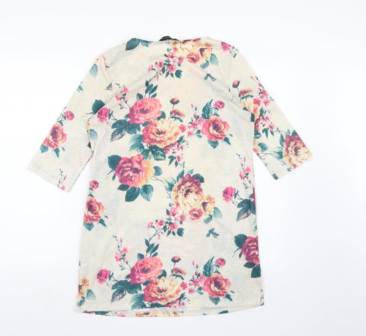 Dorothy Perkins Womens Beige Floral A-Line Size 12
