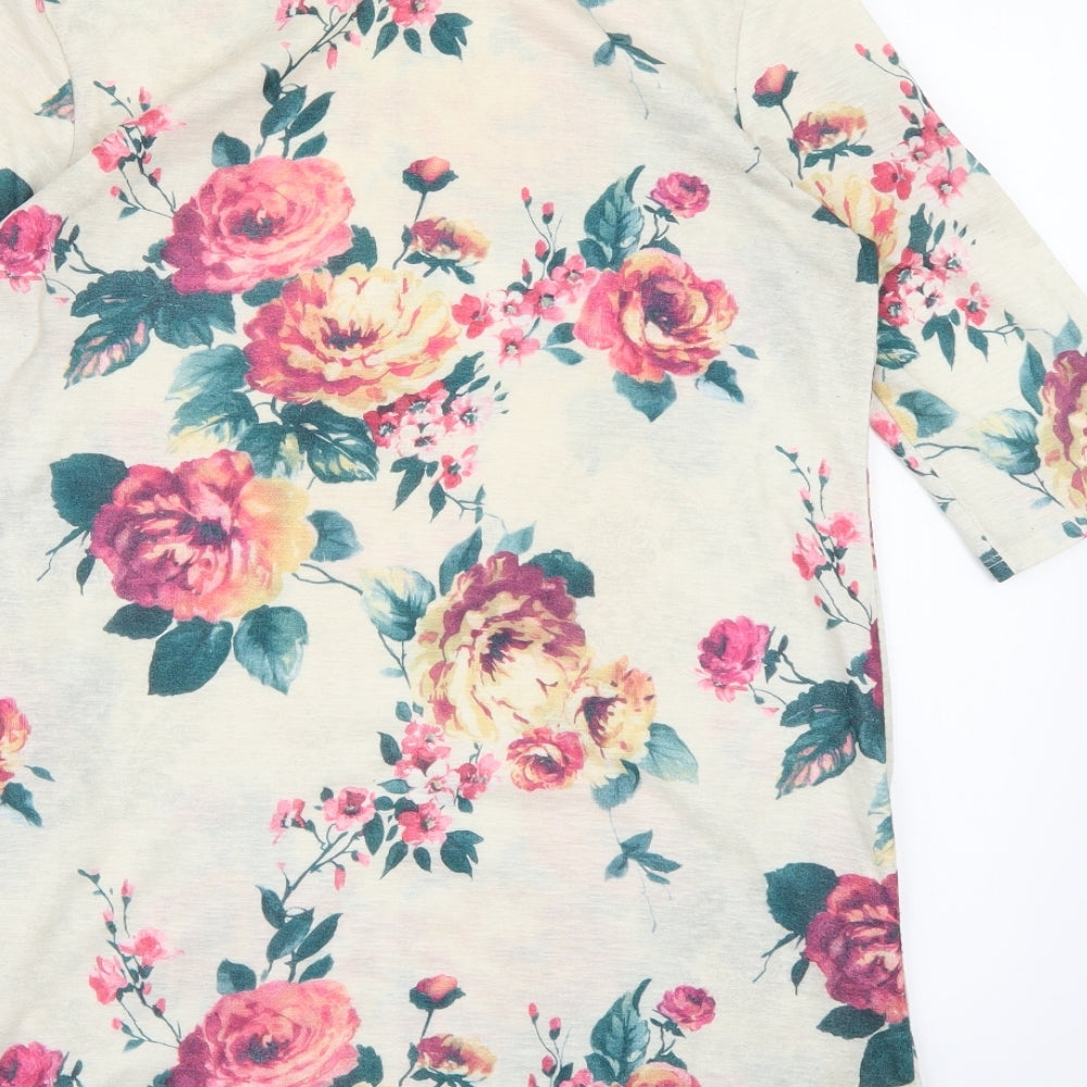 Dorothy Perkins Womens Beige Floral A-Line Size 12