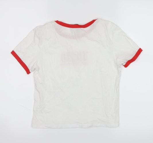 FOREVER 21 Womens White Cropped T-Shirt Size S - tokyo