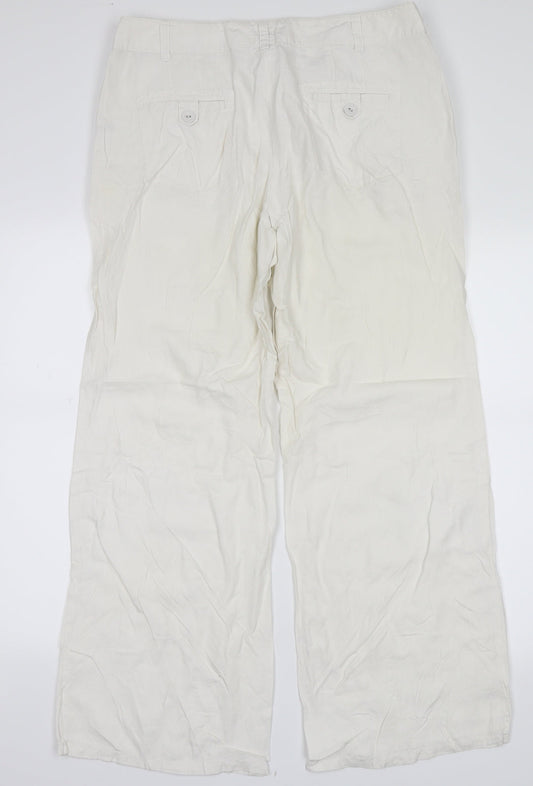 Womens UK Size 14 Principles Regular Fit White Trousers