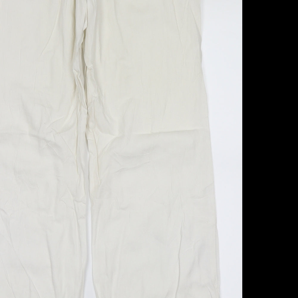 Womens UK Size 14 Principles Regular Fit White Trousers