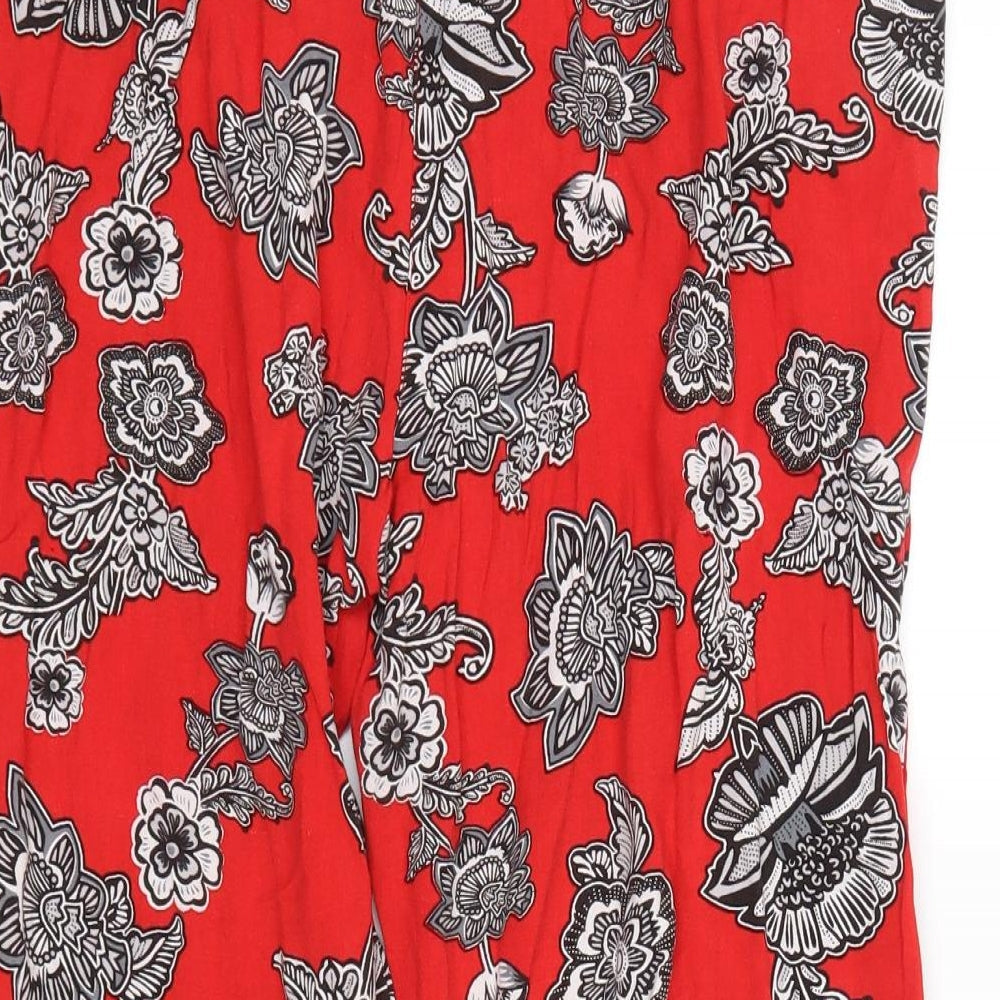 Womens UK Size 12 Peacocks Regular Fit Cropped Red Trousers
