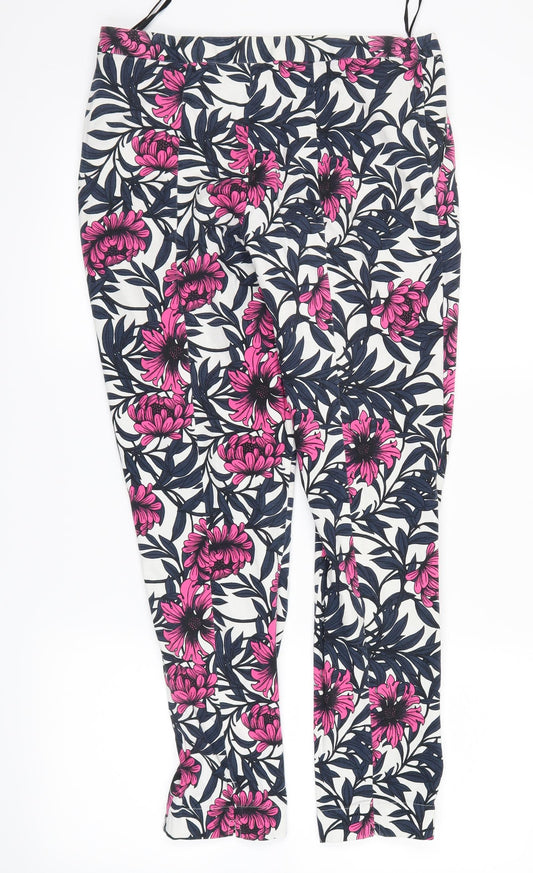 Atmosphere Womens White Floral Trousers Size 10