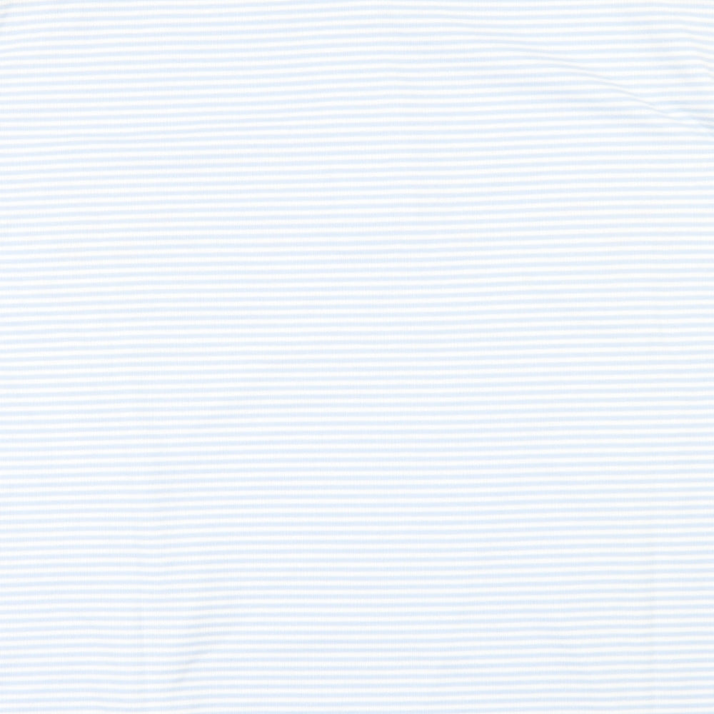 keneth too Womens Blue Striped Basic Polo Size XL