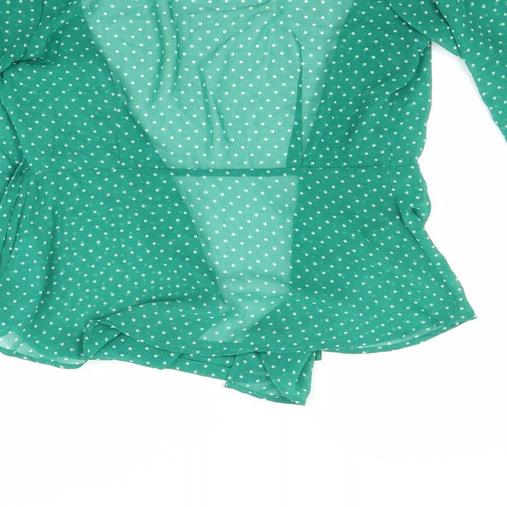 Primark Womens Green Polka Dot Basic Blouse Size 6