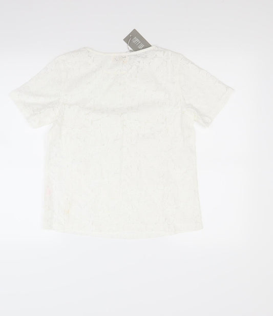 Womens UK Size 8 Poppy lux White Basic Blouse