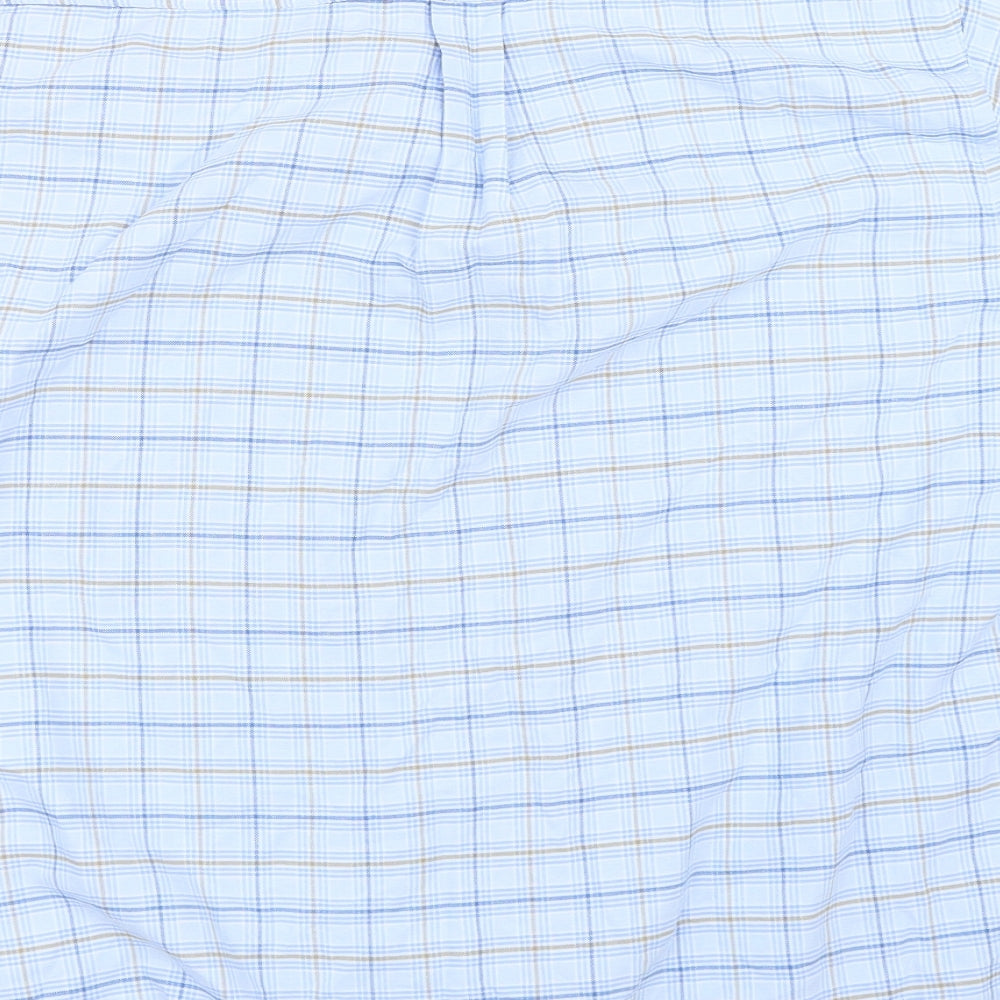 Mens UK Size L EWM Blue Button-Up Short Sleeve Casual Shirt