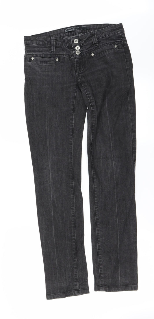 Womens UK Size 27 in Only Regular Fit Straight Black Jeans