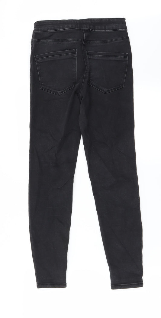 Womens UK Size 8 Papaya Extra-Slim Fit Straight Black Jeans
