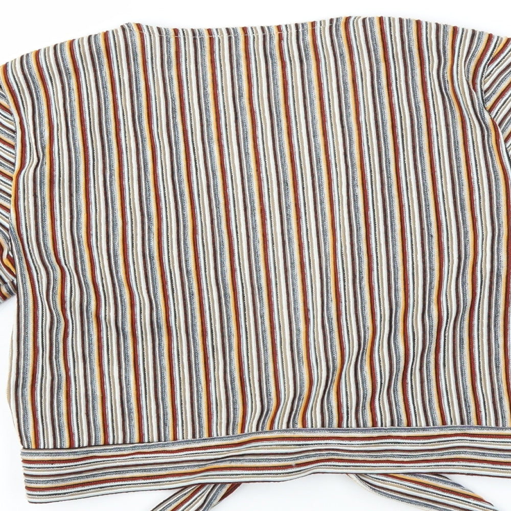 Pull&Bear Womens Multicoloured Striped Shrug Jumper Size S