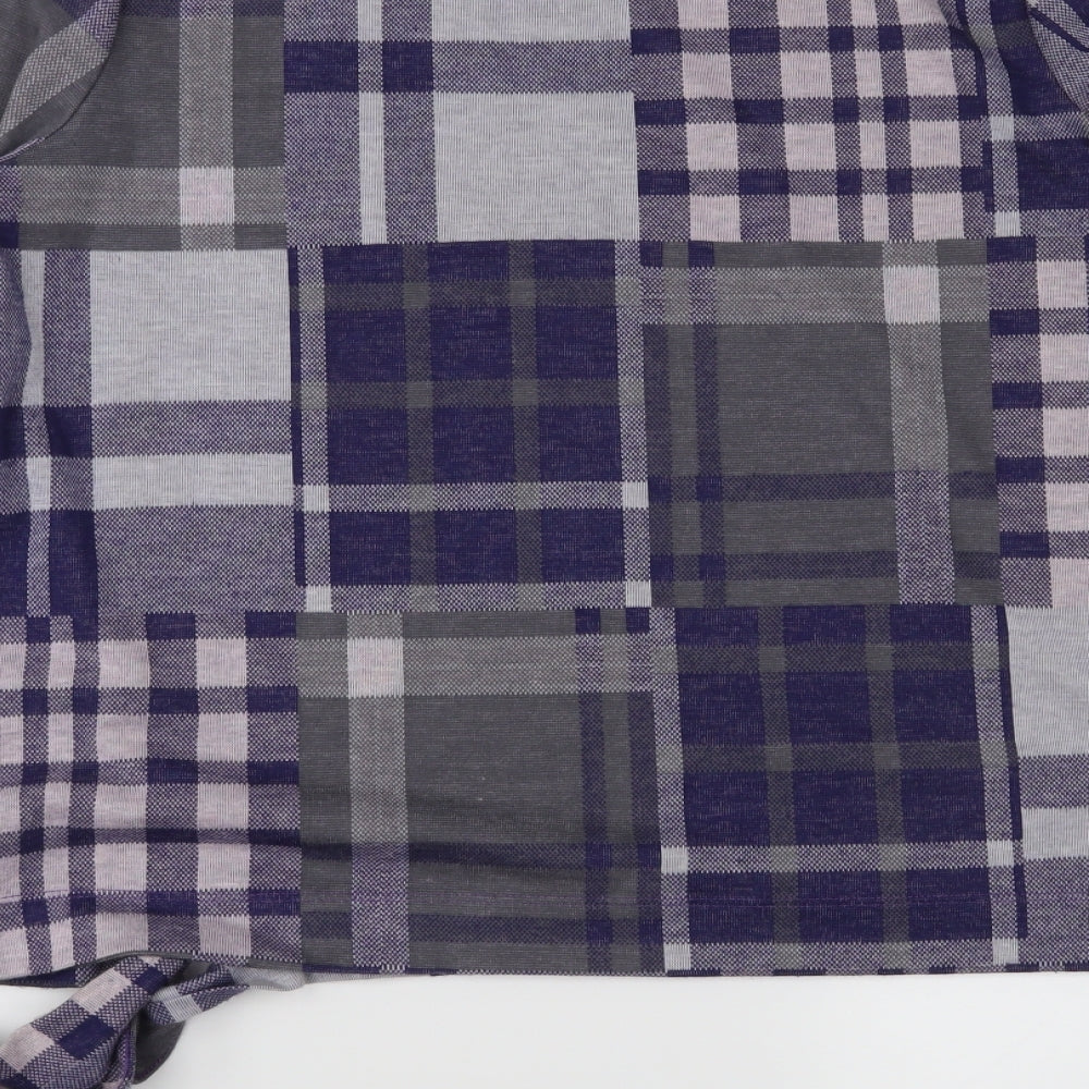 TU Womens Purple Check Jersey Basic Blouse Size 16