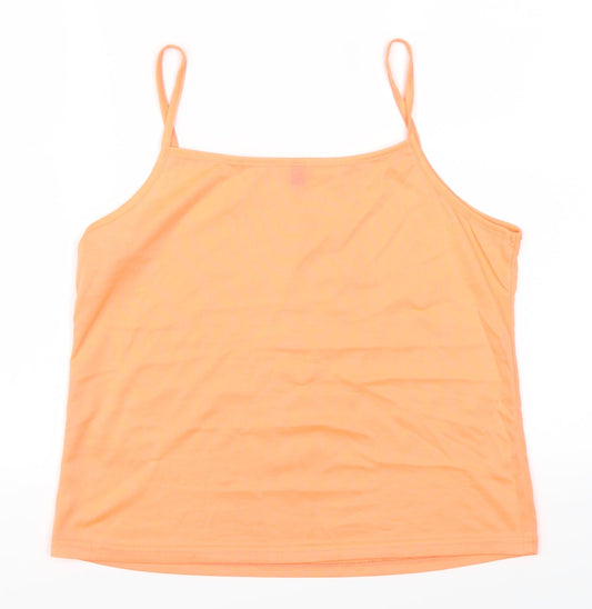 Womens UK Size 14 Preworn Orange Basic T-Shirt