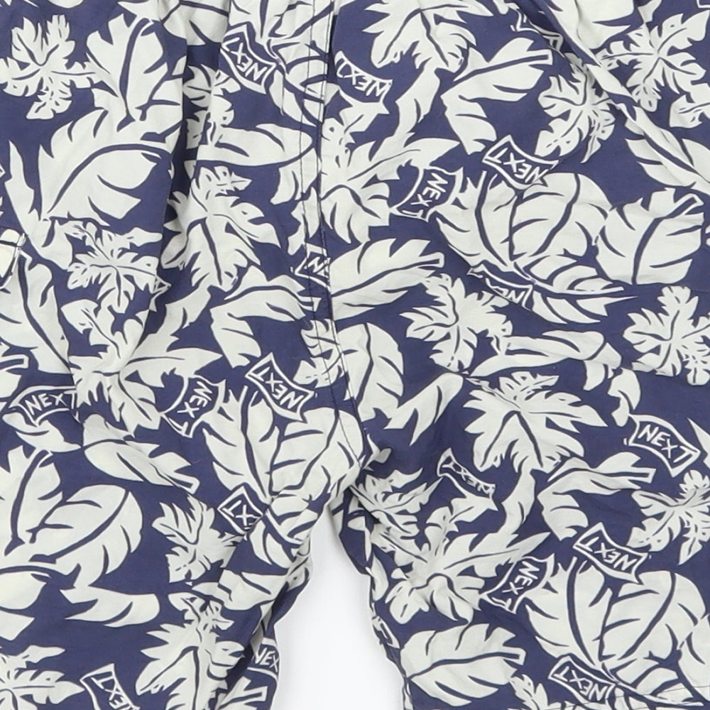 NEXT Girls Blue Floral Paperbag Shorts Size 5-6 Years - Palm Leaves