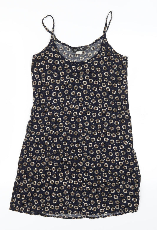 In Sync Womens Blue Floral Tank Dress Size S