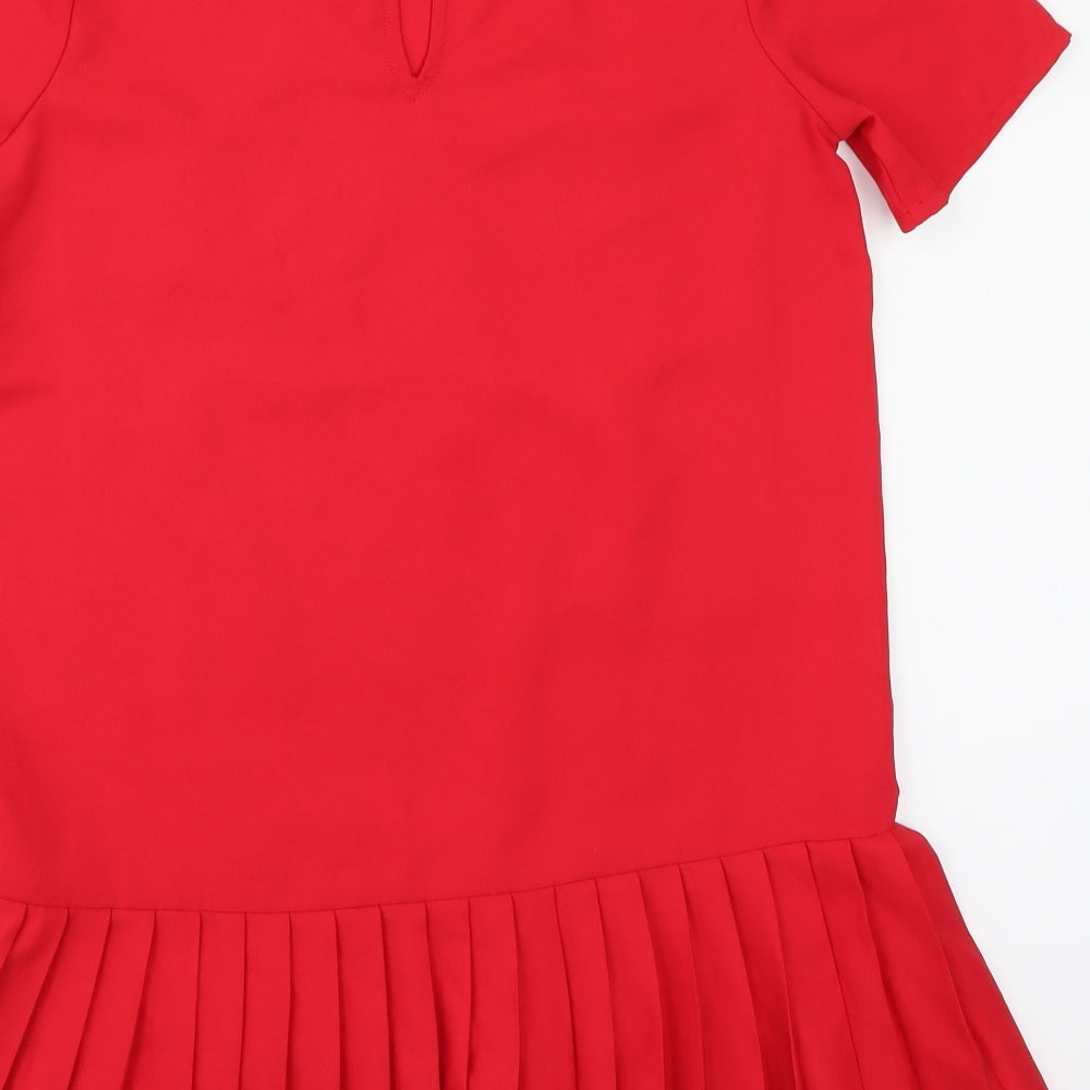 Boohoo Womens Red Rayon A-Line Size 10