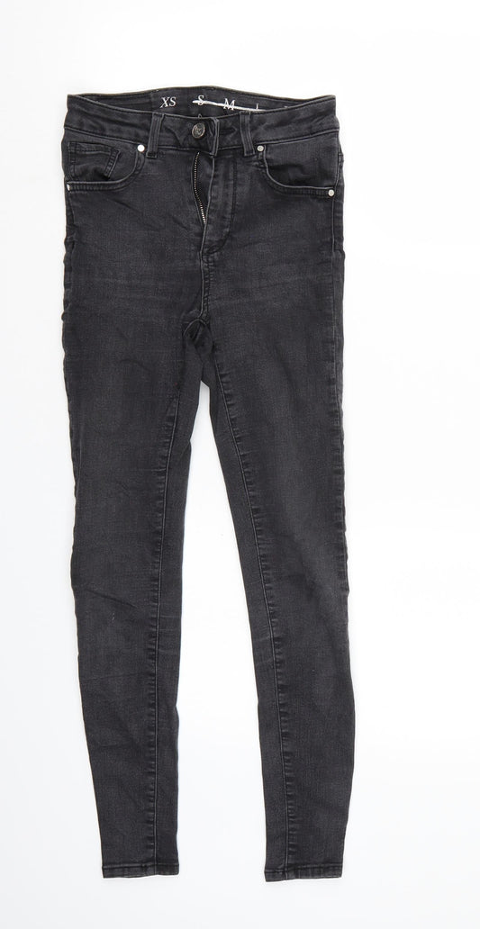 Womens UK Size XS Never denim Regular Fit Straight Black Jeans