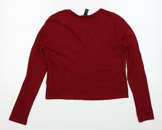 FOREVER 21 Womens Red Basic Button-Up Size 6