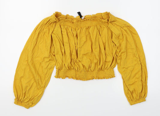 Womens UK Size L Divided Yellow Cropped T-Shirt