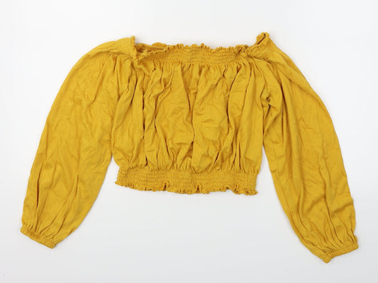 Divided Womens Yellow Cropped T-Shirt Size L