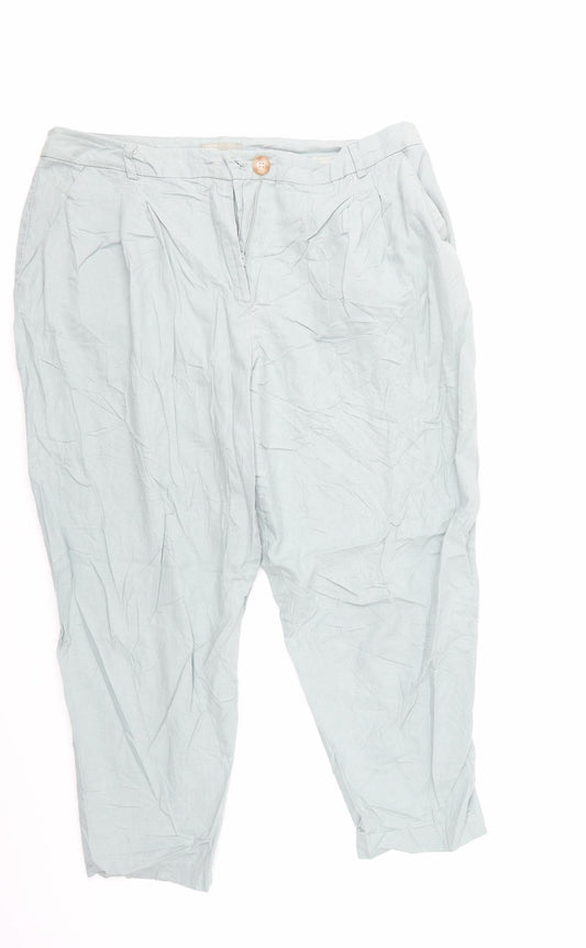 Womens UK Size 14 ASOS Regular Fit Cropped Green Trousers