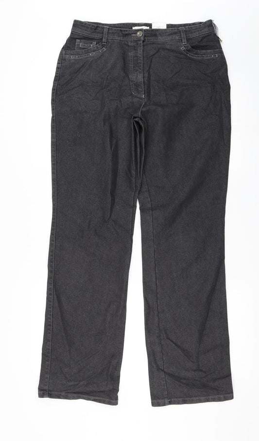 Womens UK Size 32 in Bonita Regular Fit Wide-Leg Grey Jeans