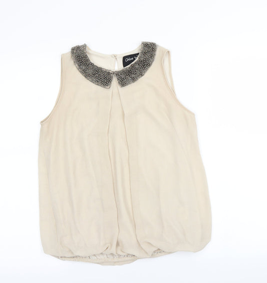 Autonomy Womens Beige Basic Blouse Size 10