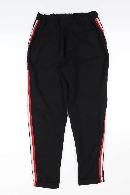 New Look Womens Black Striped Trousers Size 8 L28 in