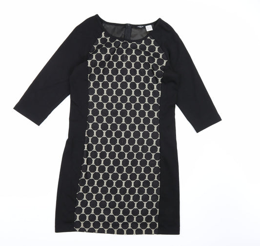 La Redoute Womens Black Polka Dot Bodycon Size 14