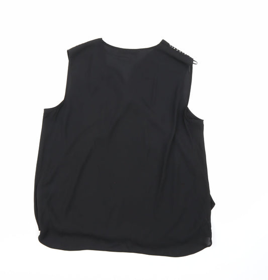 George Womens Black Chiffon Basic Blouse Size 16