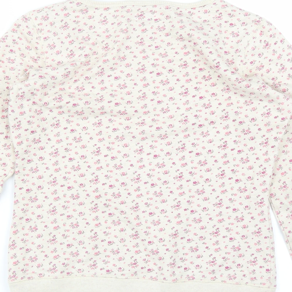 F&F Girls Beige Floral Pullover Sweatshirt Size 12-13 Years