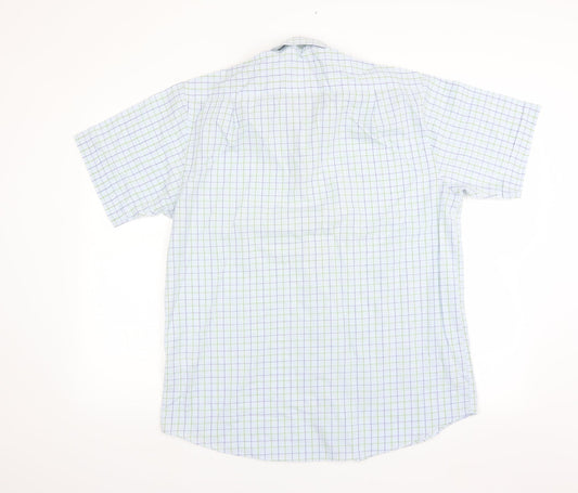 Mens UK Size 16 BHS Blue Button-Up Short Sleeve Casual Shirt
