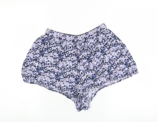 Divided by H&M Womens Blue Floral Hot Pants Shorts Size 10