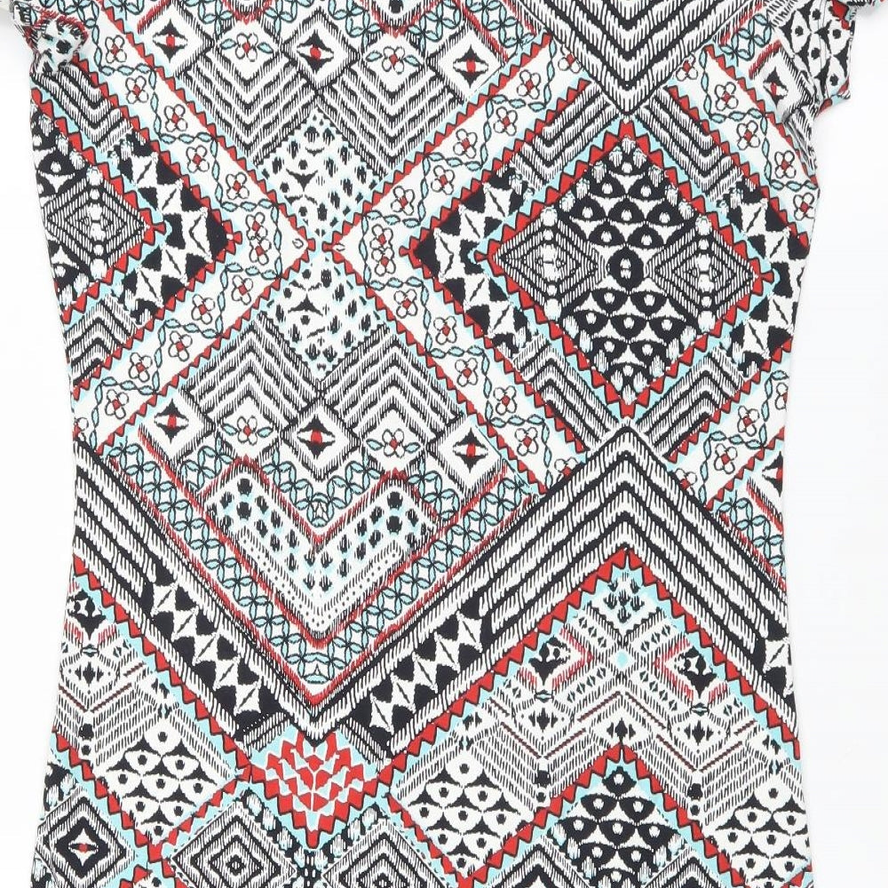 Primark Womens Multicoloured Geometric T-Shirt Dress Size 16