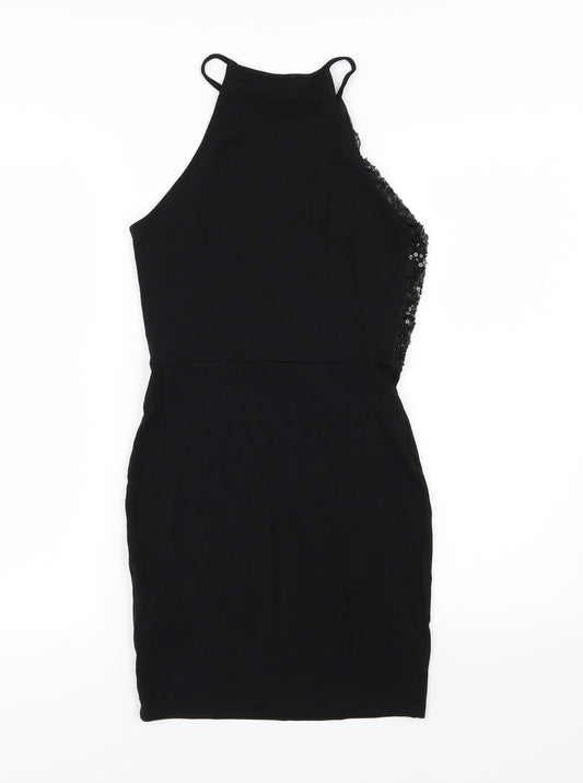 H&M Womens Black Jersey Pencil Dress Size 4 - Sequin