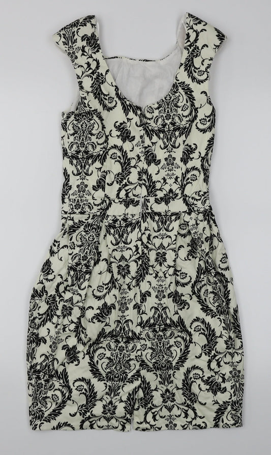 Atmosphere Womens White Floral A-Line Size 10