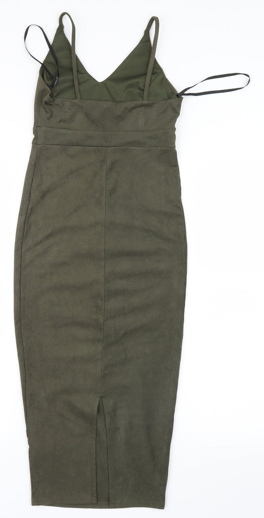 Atmosphere Womens Green Velvet Bodycon Size 4