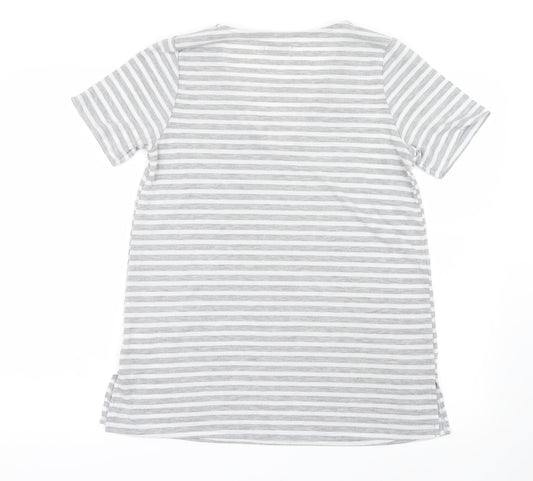 Papaya Womens Grey Striped Basic T-Shirt Size M