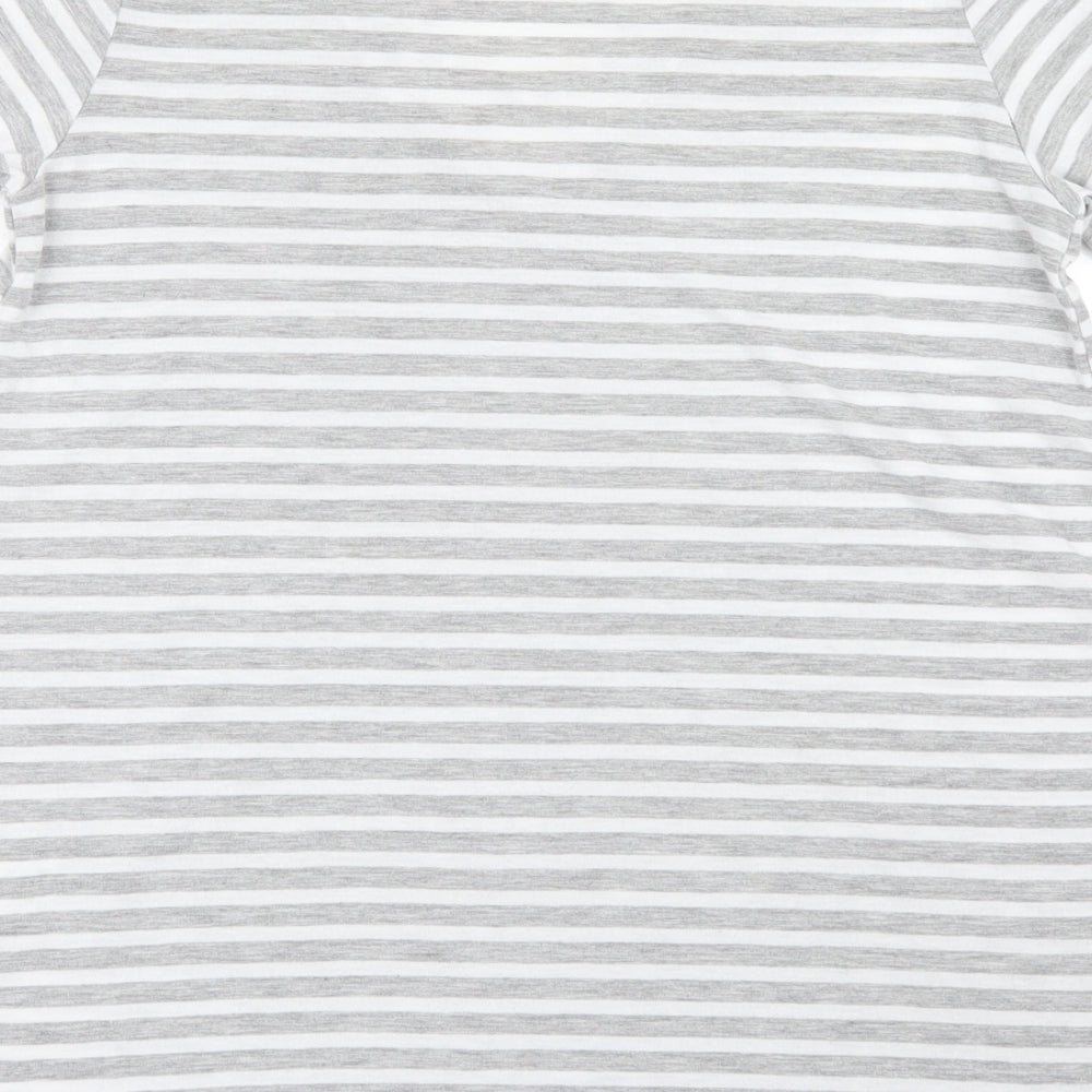 Papaya Womens Grey Striped Basic T-Shirt Size M