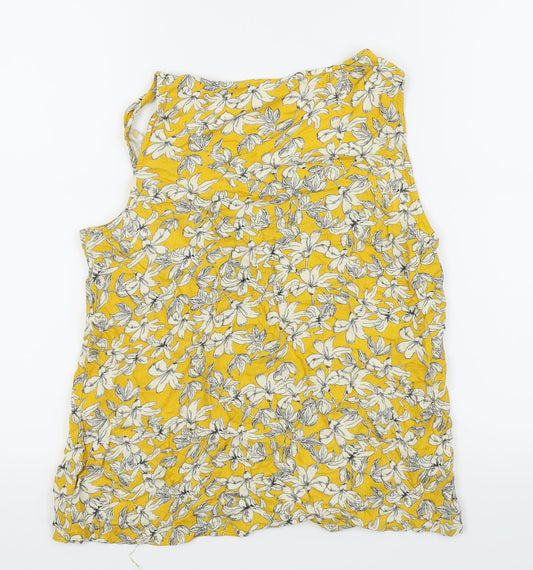 F&F Womens Yellow Floral Basic Tank Size 8