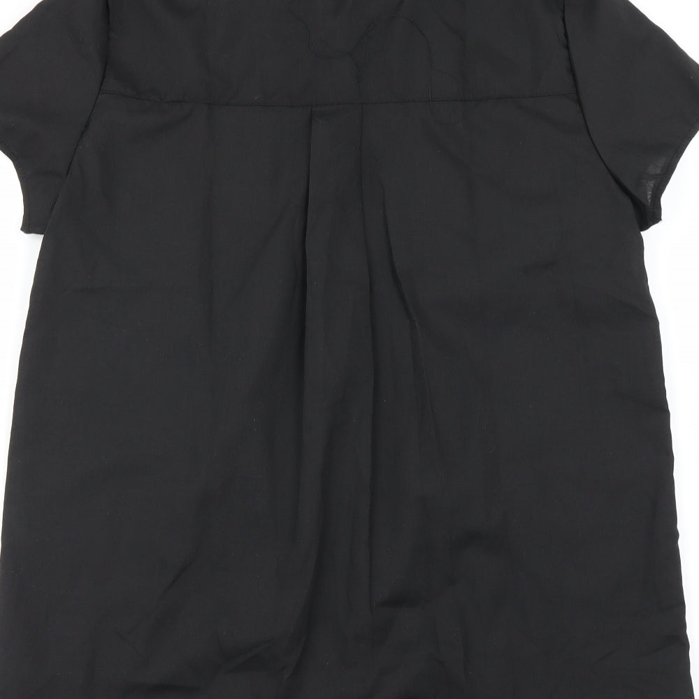 Womens UK Size M Preworn Black Basic Button-Up